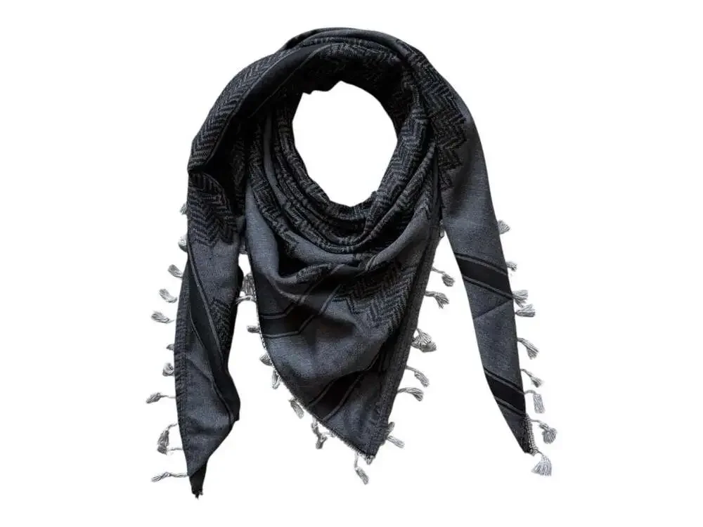 Shemagh Keffiyeh Made in Palestine Gray & Black delicately woven